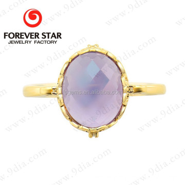 Natural Amethyst Solid Rose Gold Ring